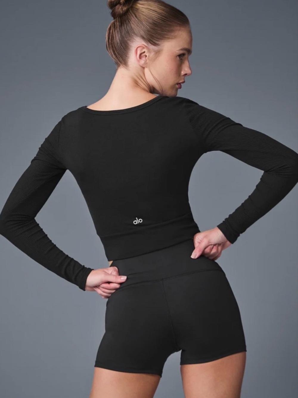 ALO Yoga Cover Long Sleeve Top - Black - Picture 2 of 2